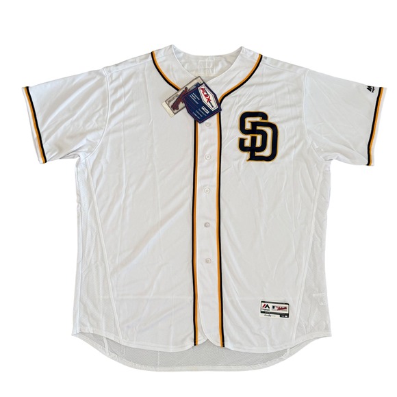 Majestic San Diego Padres Jersey Mens 60 4XL White MLB Authentic Flex Base - Picture 1 of 9